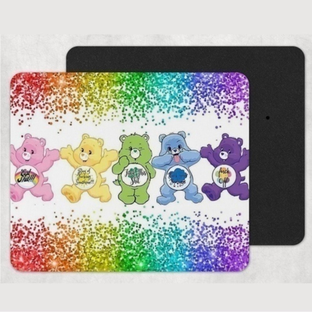 Adult Carebear Rainbow Glitter Mousepad